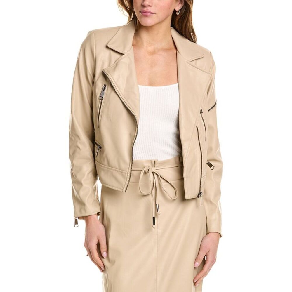 Theo The Label Womens  Hera Zip Biker Jacket, Brown